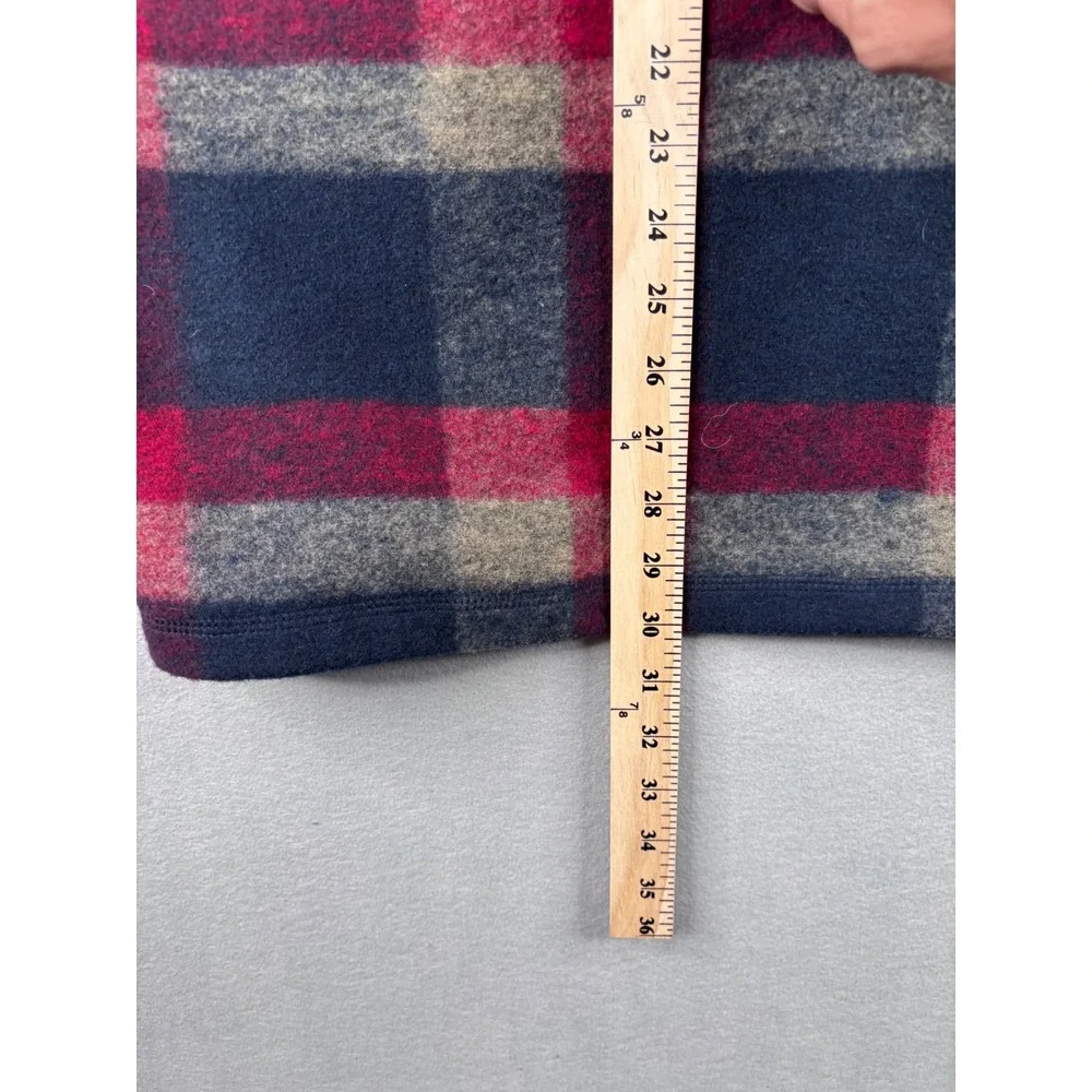 John Wayne Stock & Supply Mens XL Plaid Quarter Zip Fleece Pullover Red Blue 176